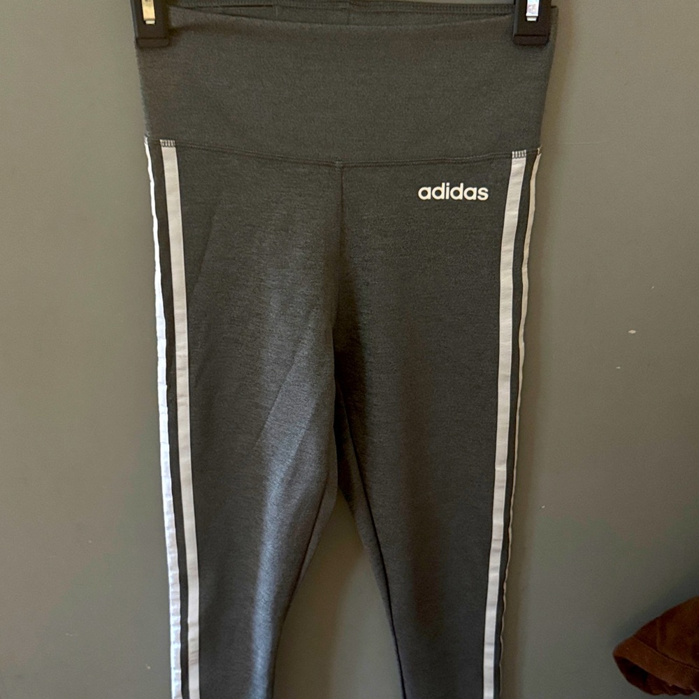 Adidas Kids Charcoal jeggings with White Stripes